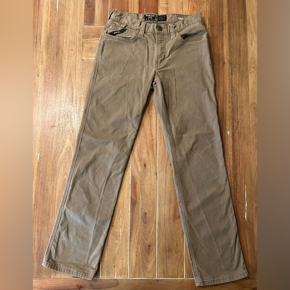 Ariat Rebar M5‎ Straight Leg Pants Mens 30x34 Tan Brown Durable Work Casual